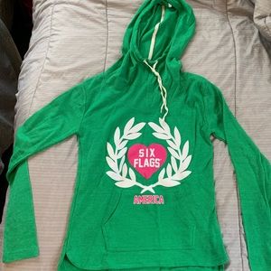 Green hooded sweatshirt